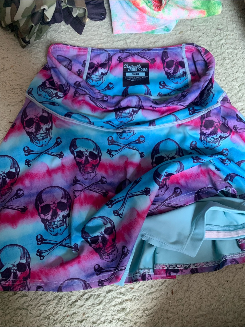Constantly Varied Gear Blue & Pink Skull Active Skirt